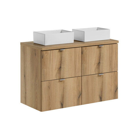 Set mobilier baie, dulap dublu si 2 lavoare, 100 cm S Un Gaja, Nova Oak, Comad, PAL laminat, stejar coast evoke