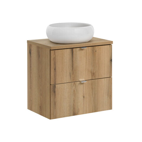 Set mobiler baie, dulap cu lavoar, 60 cm S Un Wiki, Nova Oak, Comad, PAL laminat, stejar coast evoke