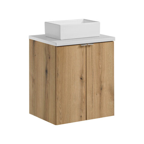 Set mobiler baie, dulap cu lavoar, 50 cm D Un Gaja, Nova Oak White, Comad, MDF/PAL laminat, stejar coast evoke