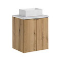 Set mobiler baie, dulap cu lavoar, 50 cm D Un Gaja, Nova Oak White, Comad, MDF/PAL laminat, stejar coast evoke