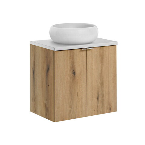 Set mobiler baie, dulap cu lavoar, 60 cm D Un Wik, Nova Oak White, Comad, MDF/PAL laminat, stejar coast evoke