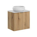 Set mobiler baie, dulap cu lavoar, 60 cm D Un Wik, Nova Oak White, Comad, MDF/PAL laminat, stejar coast evoke