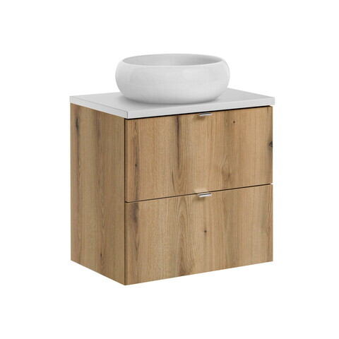 Set mobiler baie, dulap cu lavoar, 60 cm S Un Wik, Nova Oak White, Comad, MDF/PAL laminat, stejar coast evoke
