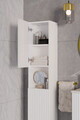 Dulap inalt cu usi, cu fixare pe perete, Nova White, Comad, 30x25x140 cm, MDF/PAL laminat, alb mat