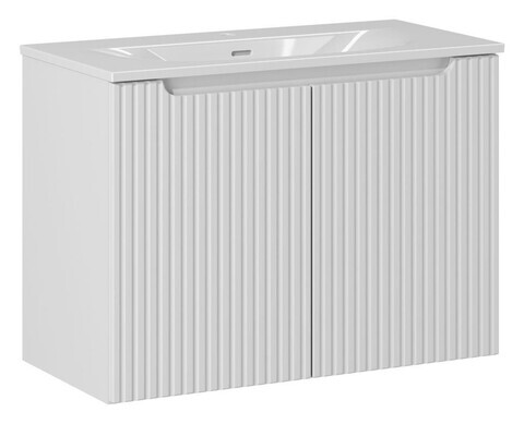 Set dulap de baie cu lavoar, 80 cm D Sky, Nova White, Comad, MDF/PAL laminat, alb mat