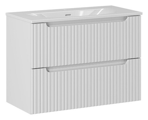 Set dulap de baie cu lavoar, 80 cm S Sky, Nova White, Comad, MDF/PAL laminat, alb mat