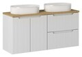 Set mobilier baie, dulap dublu si 2 lavoare, 120 cm D Un Beyond, Nova White Oak, Comad, MDF/PAL laminat, alb mat