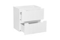 Set mobilier baie, dulap dublu si 2 lavoare, 140 cm D Un Beyond, Nova White Oak, Comad, MDF/PAL laminat, alb mat