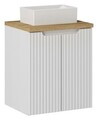 Set mobiler baie, dulap cu lavoar, 50 cm D Un Gaja, Nova White Oak, Comad, MDF/PAL laminat, alb mat