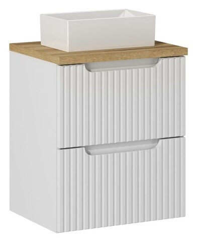 Set mobiler baie, dulap cu lavoar, 50 cm S Un Gaja, Nova White Oak, Comad, MDF/PAL laminat, alb mat