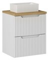 Set mobiler baie, dulap cu lavoar, 50 cm S Un Gaja, Nova White Oak, Comad, MDF/PAL laminat, alb mat