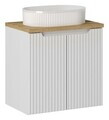 Set mobilier baie, dulap cu lavoar, 60 cm D Un Beyond, Nova White Oak, Comad, MDF/PAL laminat, alb mat