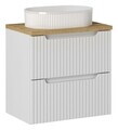 Set mobilier baie, dulap cu lavoar, 60 cm S Un Beyond, Nova White Oak, Comad, MDF/PAL laminat, alb mat