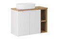 Set mobilier baie, dulap cu lavoar, 80 cm Beyond, Nova White Oak, Comad, MDF/PAL laminat, alb mat