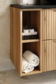 Set mobilier baie, dulap cu lavoar, 80 cm Beyond, Nova White Oak, Comad, MDF/PAL laminat, alb mat