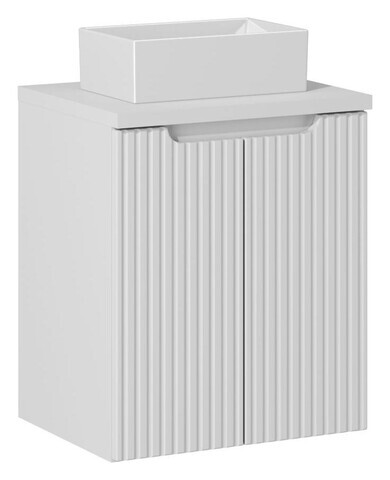 Set mobiler baie, dulap cu lavoar, 50 cm D Un Gaja, Nova White, Comad, MDF/PAL laminat, alb mat