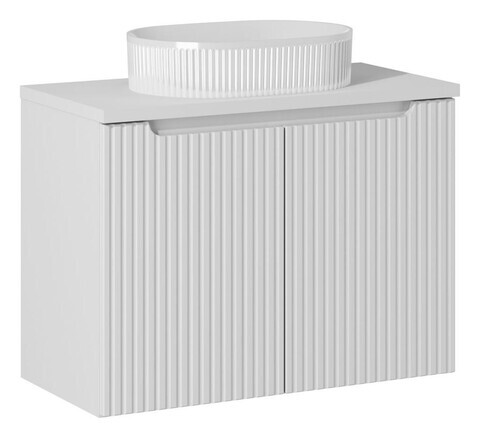 Set mobiler baie, dulap cu lavoar, 80 cm D Un Beyond, Nova White, Comad, MDF/PAL laminat, alb mat
