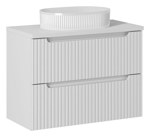 Set mobiler baie, dulap cu lavoar, 80 cm S Beyond, Nova White, Comad, MDF/PAL laminat, alb mat