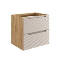 Set mobilier baie, dulap dublu si 2 lavoare, 120 cm S Un Cloud, Ocean Beige, Comad, MDF/PAL laminat, stejar