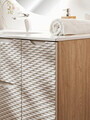 Set mobilier baie, dulap dublu cu lavoar, 120 cm S Un Trust , Ocean Beige, Comad, MDF/PAL laminat, stejar