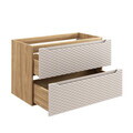 Set mobilier baie, dulap dublu cu lavoar, 120 cm S Un Trust , Ocean Beige, Comad, MDF/PAL laminat, stejar