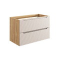 Set mobilier baie, dulap dublu cu lavoar, 120 cm S Un Trust , Ocean Beige, Comad, MDF/PAL laminat, stejar