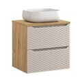 Set mobiler baie, dulap cu lavoar, 60 cm S Un Nika, Ocean Beige, Comad, MDF/PAL laminat, stejar