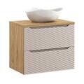 Set mobiler baie, dulap cu lavoar, 70 cm S Un Cloud, Ocean Beige, Comad, MDF/PAL laminat, stejar
