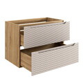 Set mobiler baie, dulap cu lavoar, 80 cm S Un Trust , Ocean Beige, Comad, MDF/PAL laminat, stejar