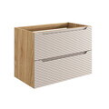 Set mobiler baie, dulap cu lavoar, 80 cm S Un Trust , Ocean Beige, Comad, MDF/PAL laminat, stejar