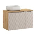 Set mobilier baie, dulap dublu cu lavoar, 90 cm D Un Nika, Ocean Beige, Comad, MDF/PAL laminat, stejar