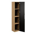Dulap inalt cu usa, cu fixare pe perete, Ocean Black, Comad, 35x33x170 cm, MDF/PAL laminat, negru mat/stejar