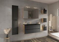 Dulap inalt cu usi, cu fixare pe perete, Ocean Black, Comad, 35x33x170 cm, MDF/PAL laminat, negru mat/stejar