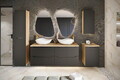 Dulap inalt cu usi, cu fixare pe perete, Ocean Black, Comad, 35x33x170 cm, MDF/PAL laminat, negru mat/stejar