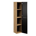 Dulap inalt cu usi, cu fixare pe perete, Ocean Black, Comad, 35x33x170 cm, MDF/PAL laminat, negru mat/stejar