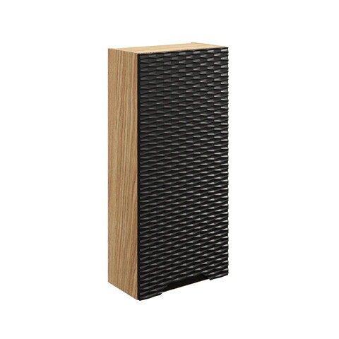 Dulap suspendat cu 1 usa, Ocean Black, Comad, 35x19x75 cm, MDF/PAL laminat, negru mat/stejar