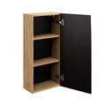 Dulap suspendat cu 1 usa, Ocean Black, Comad, 35x19x75 cm, MDF/PAL laminat, negru mat/stejar