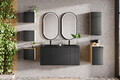 Dulap suspendat cu 1 usa, Ocean Black, Comad, 35x19x75 cm, MDF/PAL laminat, negru mat/stejar
