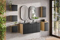Dulap suspendat cu 1 usa, Ocean Black, Comad, 35x19x75 cm, MDF/PAL laminat, negru mat/stejar