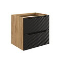 Set mobilier baie, dulap dublu si 2 lavoare, 120 cm Mona, Ocean Black, Comad, MDF/PAL laminat, negru mat/stejar