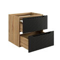 Set mobilier baie, dulap dublu si 2 lavoare, 120 cm Mona, Ocean Black, Comad, MDF/PAL laminat, negru mat/stejar