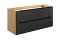 Set mobiler baie, dulap cu lavoar, 120 cm Slim, Ocean Black, Comad, MDF/PAL laminat, negru mat/stejar