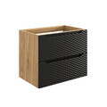 Set mobiler baie, dulap cu lavoar, 70 cm S Cloud, Ocean Black, Comad, MDF/PAL laminat, negru mat/stejar