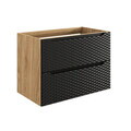 Set mobiler baie, dulap cu lavoar, 80 cm Mona, Ocean Black, Comad, MDF/PAL laminat, negru mat/stejar