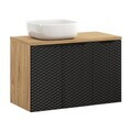 Set mobiler baie, dulap dublu cu lavoar, 90 cm, Ocean Black, Comad, MDF/PAL laminat, negru mat/stejar
