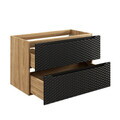 Set mobiler baie, dulap cu lavoar, 90 cm S Trust , Ocean Black, Comad, MDF/PAL laminat, negru mat/stejar