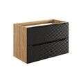 Set mobiler baie, dulap cu lavoar, 90 cm S Trust , Ocean Black, Comad, MDF/PAL laminat, negru mat/stejar