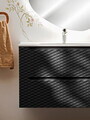 Set mobiler baie, dulap cu lavoar, 90 cm S Trust , Ocean Black, Comad, MDF/PAL laminat, negru mat/stejar