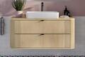 Set mobiler baie, dulap cu lavoar, 120 cm River, Ovalia Cremona, Comad, MDF/PAL laminat, stejar cremona