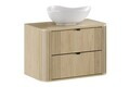 Set mobiler baie, dulap cu lavoar, 80 cm Cloud, Ovalia Cremona, Comad, MDF/PAL laminat, stejar cremona